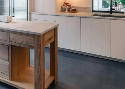 concrete microtopping floor used in residential kitchen